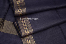 Load image into Gallery viewer, DREAMY NIGHT-  Exclusive plain black tussar saree
