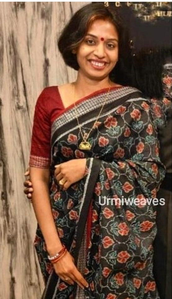 Jyoti ma'am in Laal Mandar Sambalpuri cotton saree