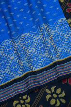 Load image into Gallery viewer, blue black sambalpuri cotton saree
