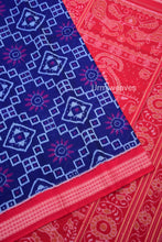 Load image into Gallery viewer, bluered sambalpuri cotton saree
