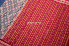 Load image into Gallery viewer, grey red circle design sambalpuri cotton saree
