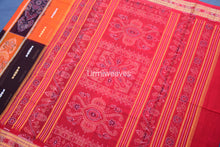 Load image into Gallery viewer, orange coffee floral design sambalpuri cotton saree
