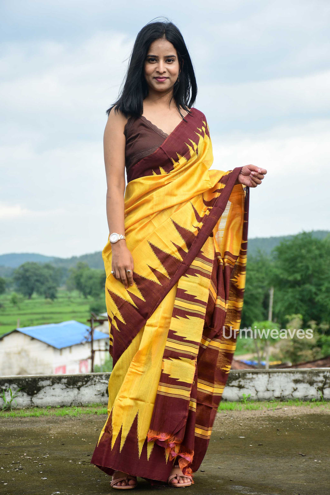 Adhira - Phoda kumbha Tussar Silk Saree | Urmiweaves