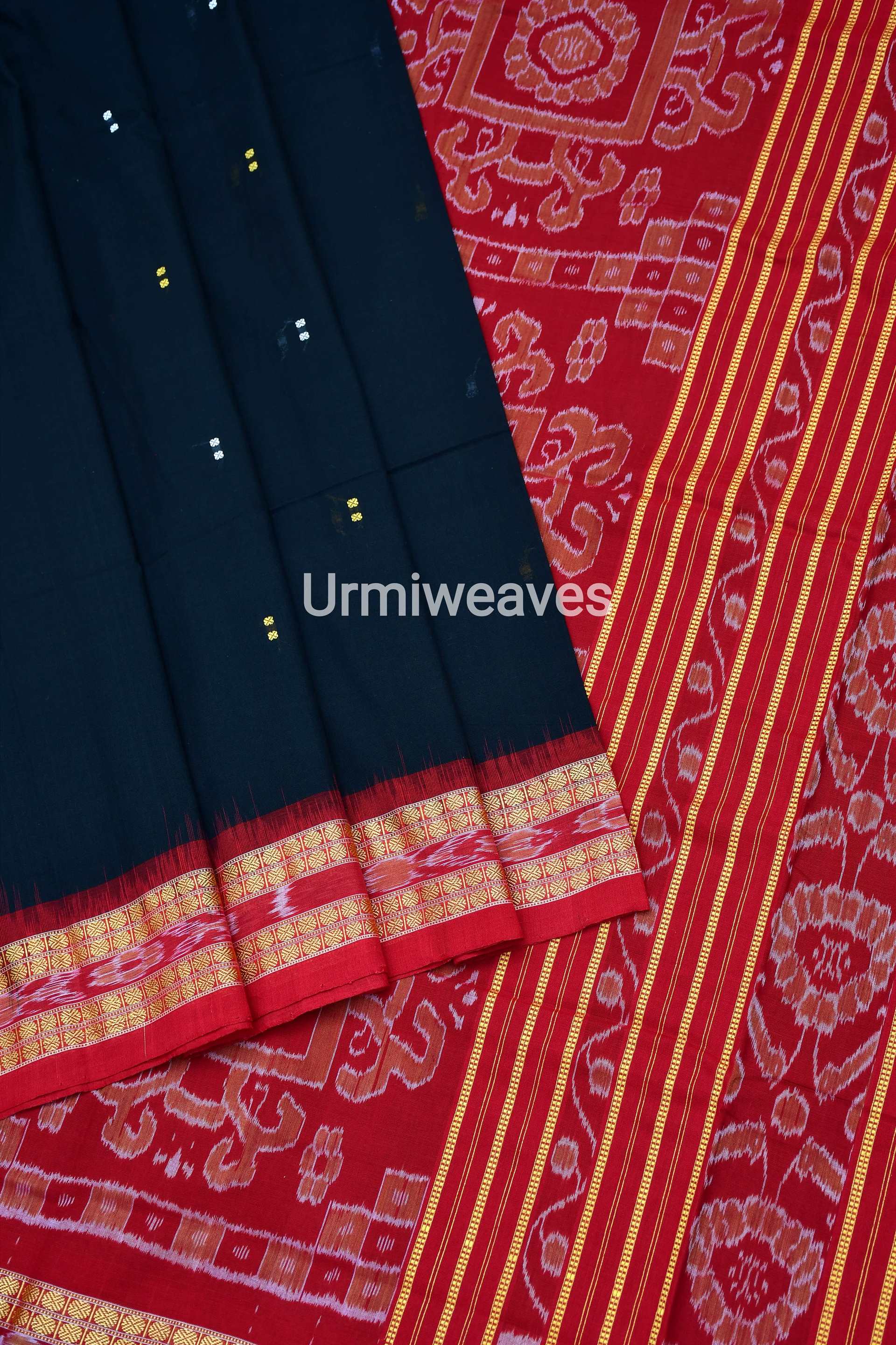 Red Cotton Sambalpuri Saree with matching Sambalpuri Blouse - Crafts  Collection