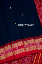 Load image into Gallery viewer, Queen - Black Red Sambalpuri Cotton Saree - Urmiweaves
